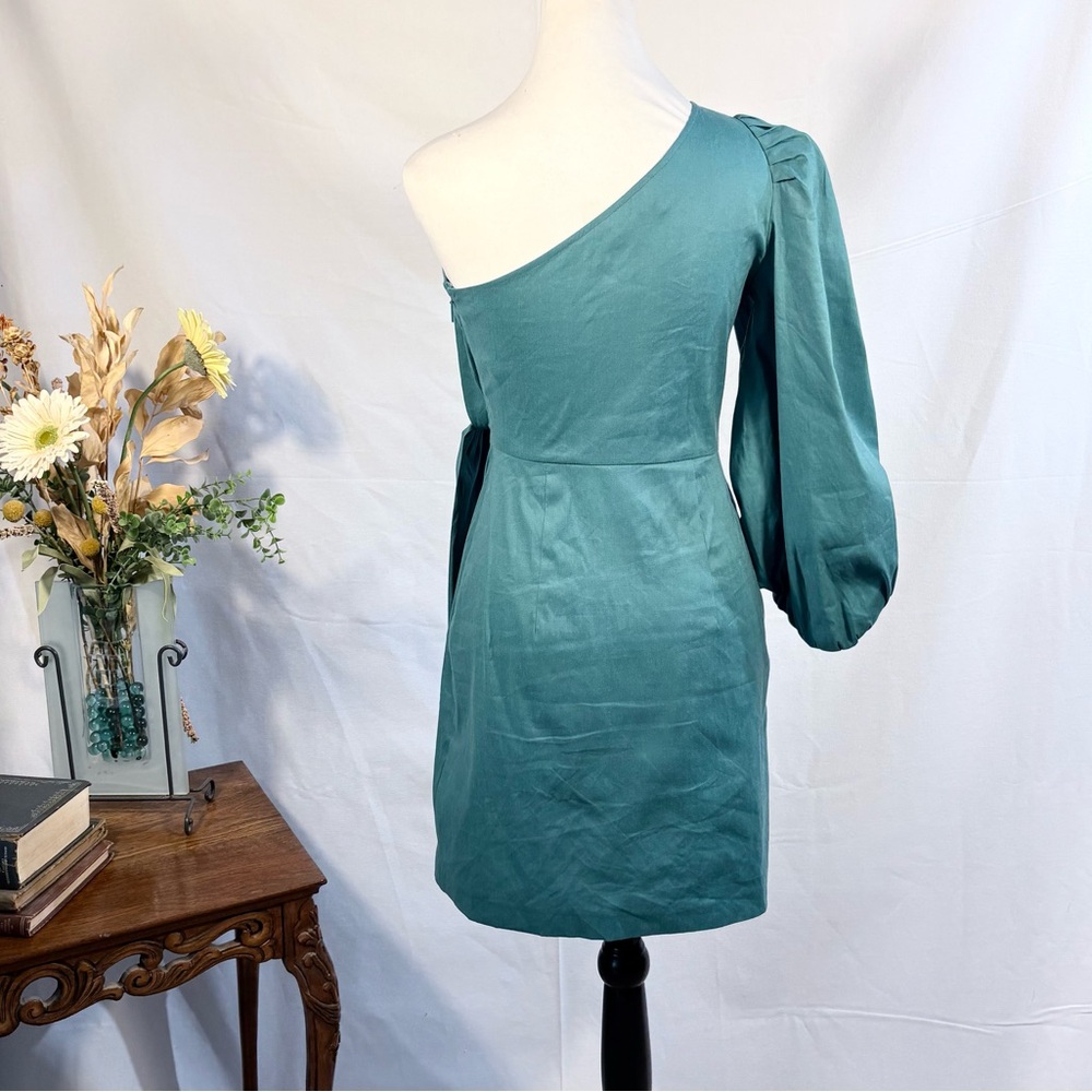 Ted Baker Lauica One Shoulder Linen Blend Mini Dress Turquoise Sz 0 US 2 🧡 - Picture 6 of 12